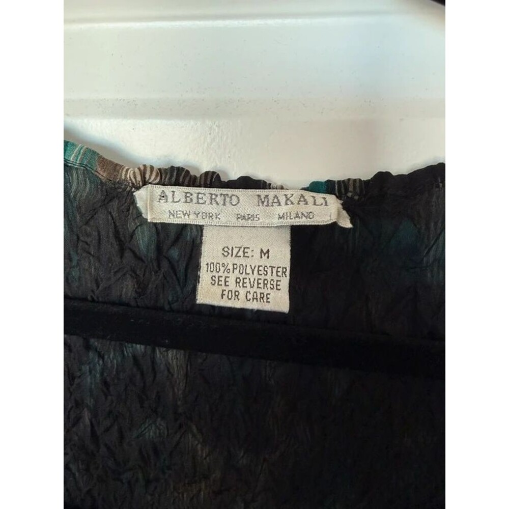 Y2K Alberto Makali beaded teal whimsigoth leopard print  blouse top m - Picture 3 of 5